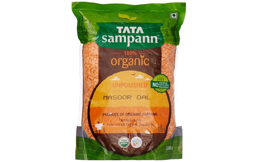 Tata Sampann Organic Unpolished Masoor Dal   Pack  500 grams